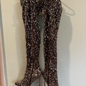 Sequin Thigh High Boots